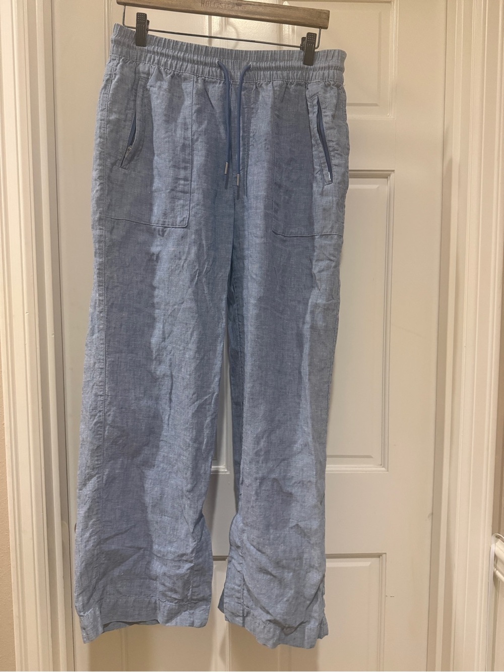 Athleta Light Blue Linen Drawstring Chinos